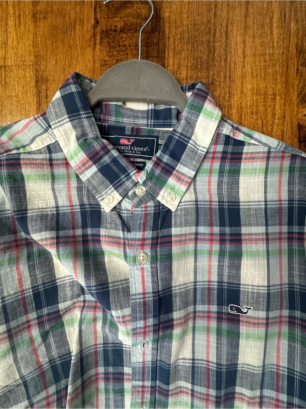 Vineyard Vines Navy, Green & Pink Plaid Button-Down Shirt
